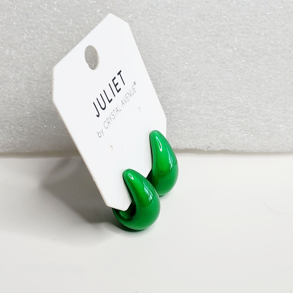 Juliet by Crystal Avenue Iridescent Green Teardrop Stud Earring - Picture 4 of 5